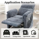 Chenille Power Recliner Chair for Living Room Bedroom|Electric|Remote Control|Side Pockets|Small|Adults (Blue) Anwick