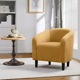 Yaheetech Accent Barrel Chair, Boucle Fabric Club Chair, Furry Sherpa Elegant and Cozy, Soft Padded Armchair for Living Room Bedroom Reception Room Office, Mustard Yellow Yaheetech