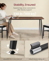 VASAGLE Dining Table, Dining Room Table for 4-6 People, Modern Farmhouse, for Kitchen, Quick Assembly, Heat-Resistant Surface, 29.5 x 55.1 x 29.5 Inches, Natural Walnut and Ink Black UKDT100K02V1 VASAGLE