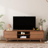 Janmer Home Mid Century Modern TV Stand for 55/60/65 Inch TV, 62" TV Console Table with Fluted Sliding Doors, Entertainment Center and Media Console with Storage for Living Room (Walnut, 62.2inch) Janmer Home