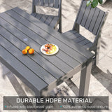 ZHUSI Patio Table and Chairs Set,HDPE Outdoor Dining Set with Umbrella Hole for Backyard, Poolside, Porch,All Weather,Grey ZHUSI