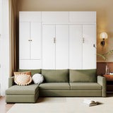 Harper & Bright Designs Queen Size Murphy Bed, Wall Bed with Sofa and Shelves, Green Harper & Bright Designs
