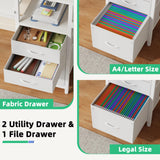 GYIIYUO 93'' Two Person Desk with Charging Station, Long Desk with 3 Drawers and Printer Shelf, Double Computer Desk, Fabric Drawers, 2 Person Writing Study Table Workstation for Home Office, White GYIIYUO