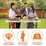 HKLGorg 6 Ft Heavy Duty Working Indoor Outdoor Plastic Folding Utility Party Dining Table Easy to Assemble with Lock Function White, 70.9 x 29.1 x 29.1 inches HKLGorg