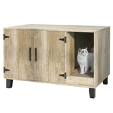TaoHFE Litter Box Enclosure Cat Litter Box Furniture Hidden with Cat Scratch Pad Decorative Farmhouse Wooden Hidden Litter Box Cat House Litterbox Furniture Cat Box Furniture Litter Box Cabinet Oak TaoHFE