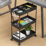 SPACELEAD 3 Tier Rolling Cart with Wheels, Storage Craft Art Trolley Organizer Serving, 3 Hanging Baskets Easy Assembly, for Office, Living Room, Kitchen, Black SPACELEAD