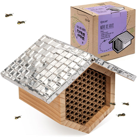 Rivajam Beekeeper Pro Mach II Mason Bee House - Strong + Waterproof Bee Hotel & Insect Habitat - Replaceable Mason Bee Tubes Filled Bee Houses for The Garden - Pollinator House Gardening Gifts Rivajam