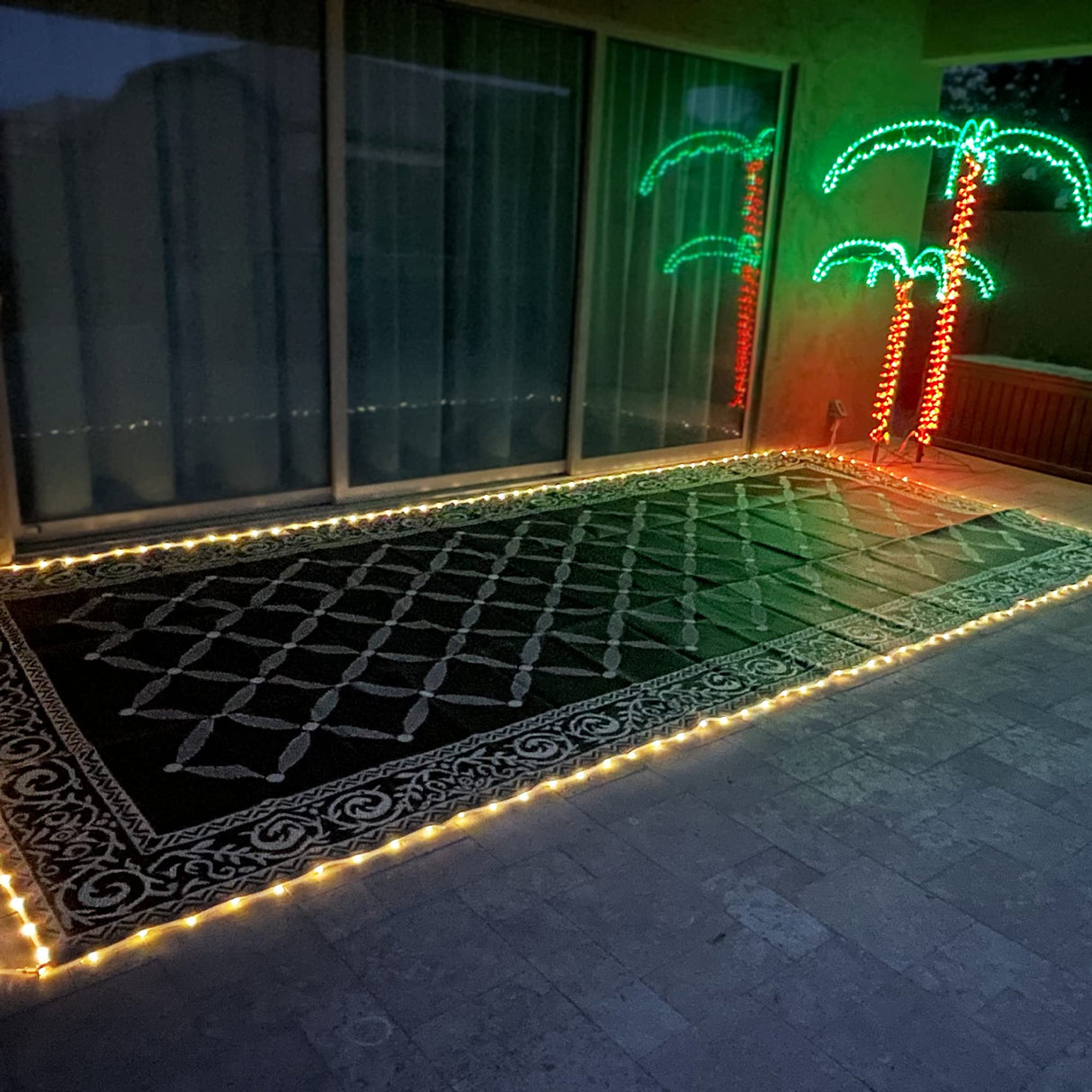 Stylish Camping L118187WL 8-feet by 18-feet LED Illuminated Patio Mat - Outdoor Patio Brown/Beige RV Camping Mat Stylish Camping