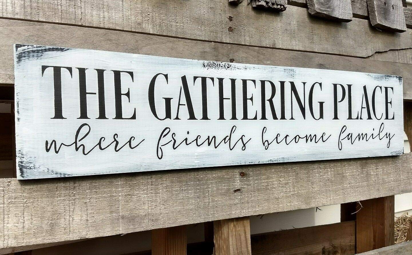 Nonbrand Funny Rustic Large Farmhouse Wood Sign The Gathering Place Kitchen Rustic Wood Sign 4x16 Incher Wood Sign