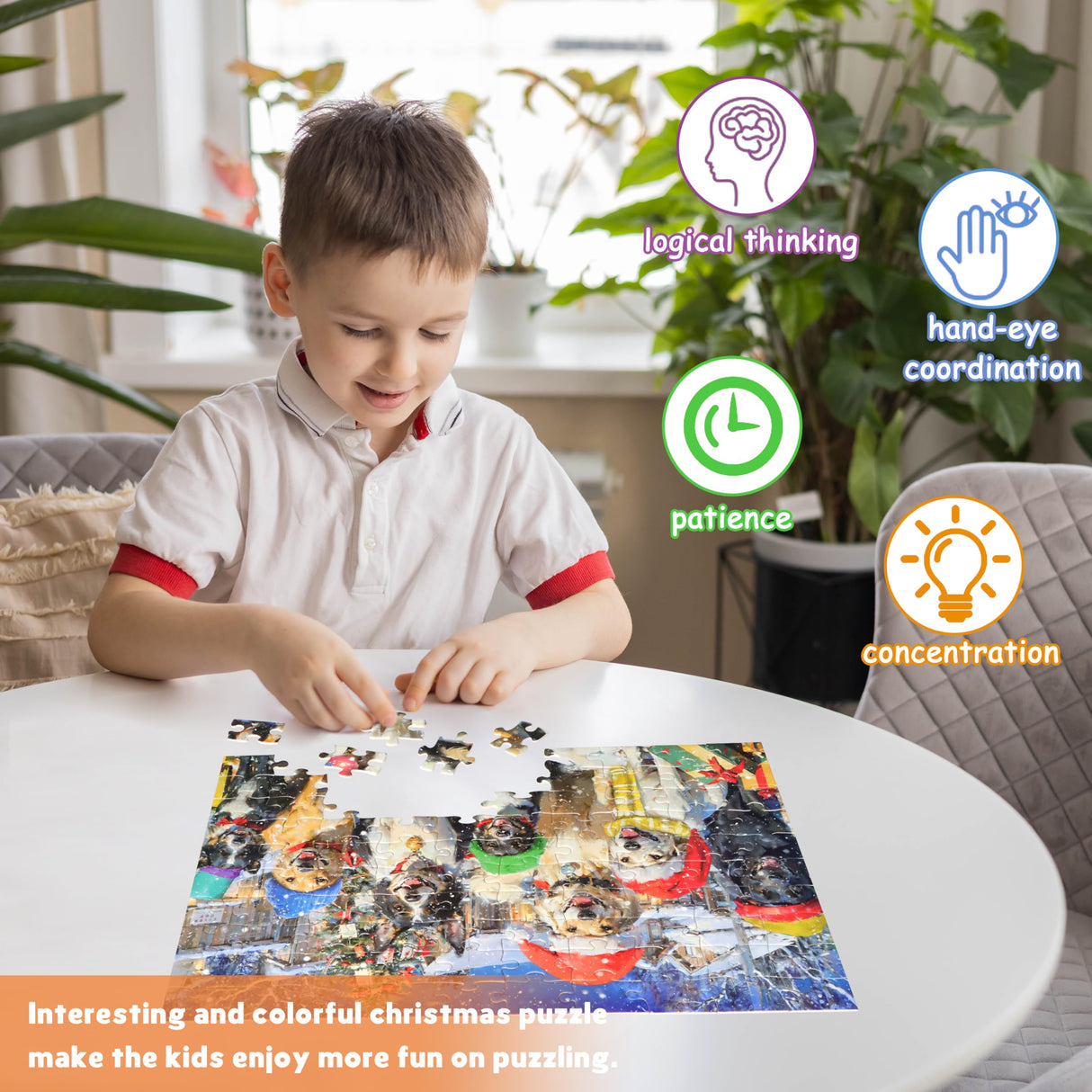 100 Piece Puzzles for Kids Ages 4-6 6-8 8-10 Christmas Dogs Christmas Puzzle for 4-8 Year Old Kids Puzzles 4-6 Jigsaw Puzzle for Adults Children Learning Educational Puzzles Toys Gifts for Girls Boys KWYZ