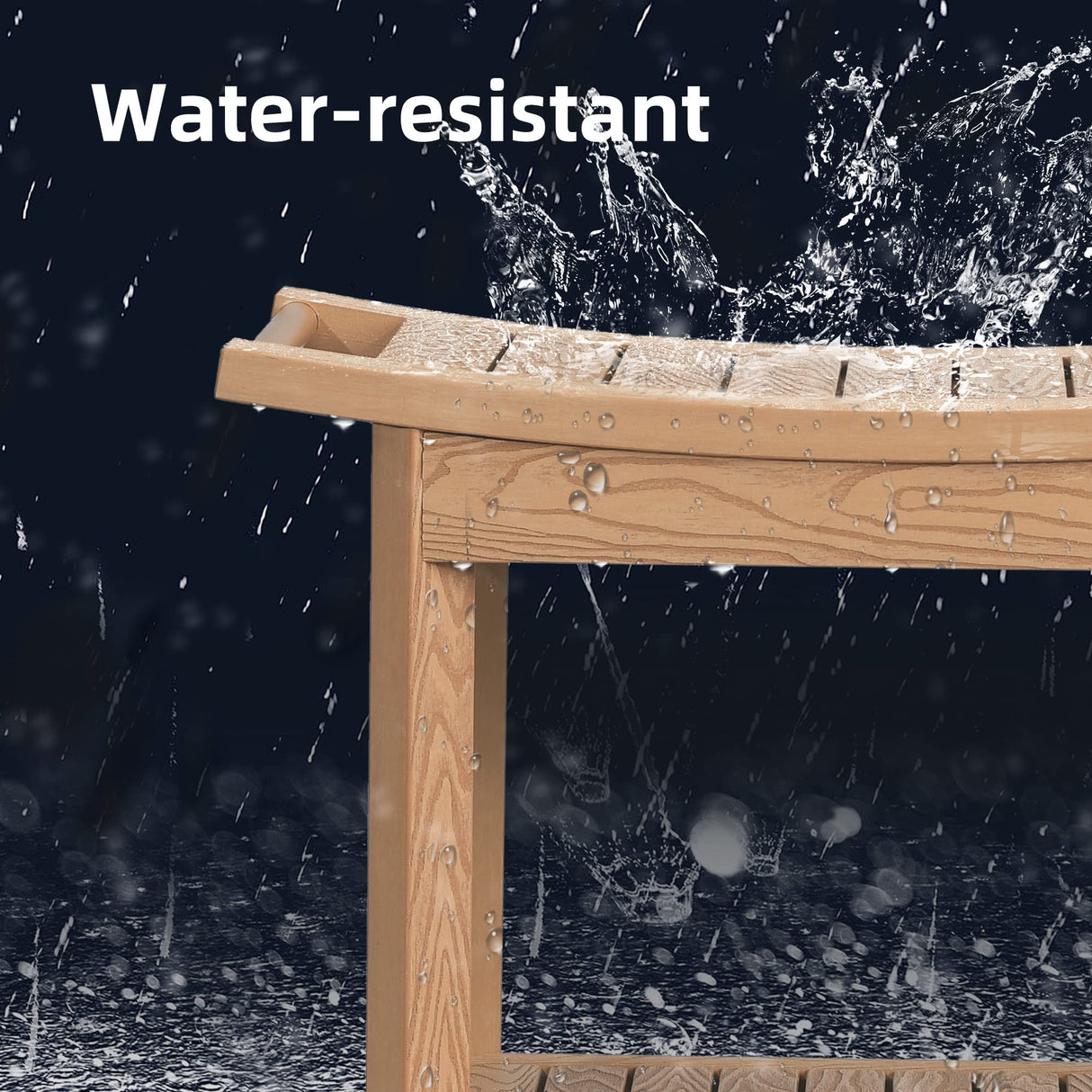 DWVO Poly Lumber Shower Bench, Shower Stool with Handles Storage Shelf, Water Resistant & Non-Slip Design Shower Seat, Large Shower Bath Chairs Spa Stool for Bathroom, 24' x 13' (Teak) DWVO