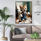 igoodom Diamond Art Kits for Adults, Cat Diamond Art Kits, Full Drill Round Cat Diamond Painting Kits, DIY Gem Art and Crafts for Home Wall Decor Gift 12x16inch igoodom