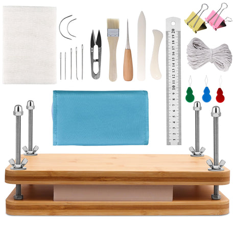 SCITROFACTORY 22PCS Book Binding Press Kits, Premium Book Binding Kit with Bone Folder, Press, and Supplies - Complete Bookbinding Set for DIY Projects and Repair SCITROFACTORY