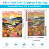 Diamond Art Kits for Adults Beginner, 2 Pack Mountain Flower DIY Modern Diamond Painting Kits 5D Diamond Dots Gem Art Crafts with Tools,Round Full Drill Funny Crafts for Home Wall Decor&Gift-10x13.7in BAWKENTON