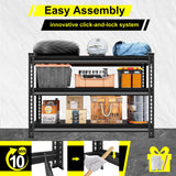 Huhaneon Garage Shelves Heavy Duty - 48''W 1,500Lbs Metal Adjustable Storage Shelving Rack Units for Warehouse Basement 48" W x 16" D x 36" H 3 Tier Black Huhaneon