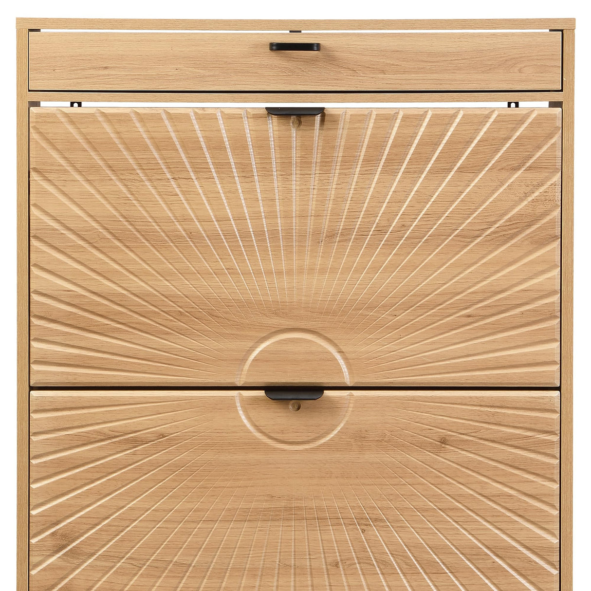 XIAO WEI Shoe Cabinet, Shoe Storage Organizer Cabinet with 2 Flip Half Moon Line Doors, Freestanding Shoe Rack with Adjustable Shelf for Entryway（Oak） XIAO WEI