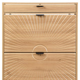 XIAO WEI Shoe Cabinet, Shoe Storage Organizer Cabinet with 2 Flip Half Moon Line Doors, Freestanding Shoe Rack with Adjustable Shelf for Entryway（Oak） XIAO WEI