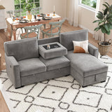 HAOMARKETS L Shaped Convertible Sleeper Sofa Bed, 90” Pull Out Couch Bed with Cup Holders and USB Charging Port, Sectional Couch Reversible Chaise with Storage for Living Room Apartment, Grey HAOMARKETS