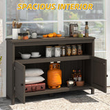 DWVO Poly Lumber Outdoor Sideboard, Patio Bar Table with Storage and Shelves, Weather Resistant Storage Cabinet for Outdoor, Pool and Garden - Espresso DWVO