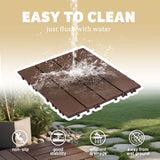 76 Pack Interlocking Deck Tiles, 11.42"x11.42" (68.80 Sq.Ft), 3D Wood Grain Plastic, Waterproof All-Weather Anti-Slip Outdoor Flooring, Easy-Snap Patio Balcony Backyard Garden Tiles, Brown UXENAFANA