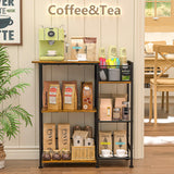 keomaisyto Coffee Bar Station, Coffee Station Cabinet with Dividers for Organizing Coffee Accessories, Farmhouse Coffee Stand, 3 Tier Coffee Table for Living Room/Entryway/Kitchen keomaisyto
