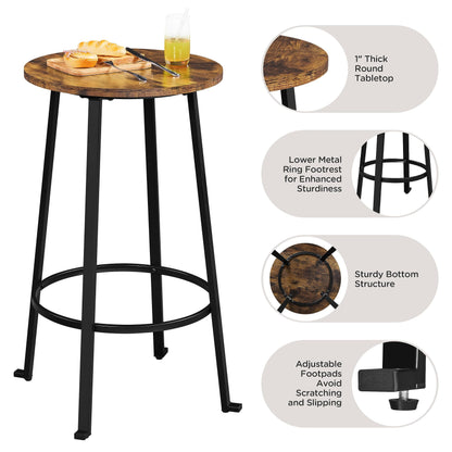 Yaheetech Rustic Industrial 3-Piece Bar Table and Stools Set for Kitchen and Dining Room - WoodArtSupply