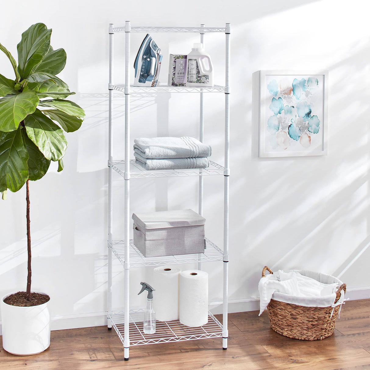 Honey-Can-Do SHF-01055 5-tier white shelving unit, 250 lbs Honey-Can-Do