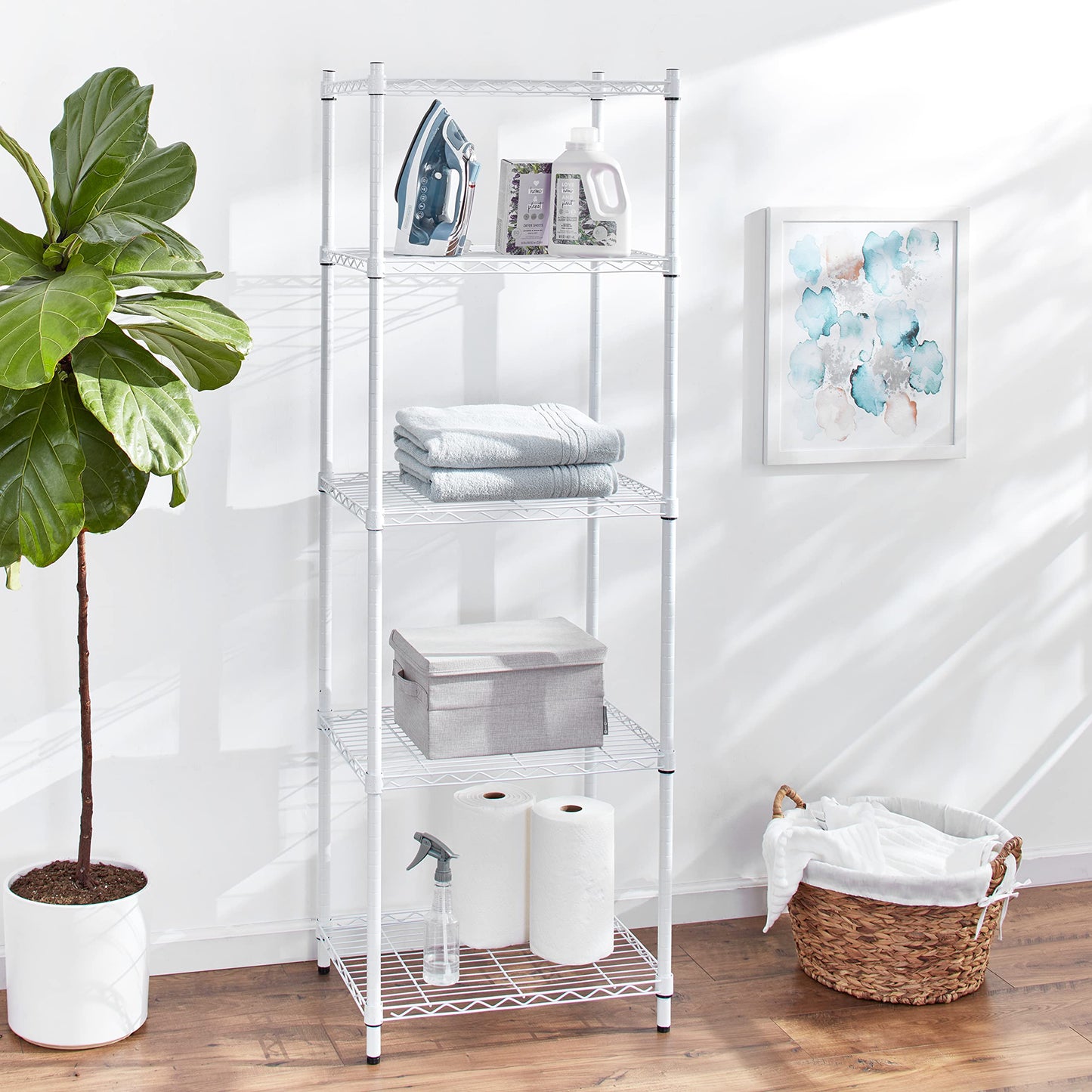 Honey-Can-Do SHF-01055 5-tier white shelving unit, 250 lbs