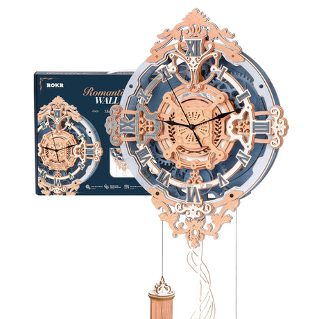 ROKR 3D Wooden Puzzles for Adults-DIY Wall Quartz Clock Kits-Wood Model Kits to Build for Teens Adults-Vintage Room Decor for Men Women ROKR