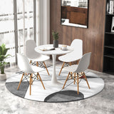 Tangkula Modern 5-Piece Round Dining Table Set for 4 with Solid Wood Legs in Bright White Tangkula