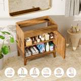 ROOMTEC 30" Bathroom Vanity, Mid-Century Freestanding Bathroom Cabinet Vanity with Storage, Particleboard Frame with Wood Grain Laminate, Walnut (Sink Basin Not Included) ROOMTEC