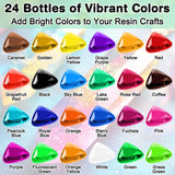 Epoxy Resin Color Pigment – 24 Colors Liquid Epoxy Dye Set with 6 Glitters, Highly Concentrated, Non-Toxic Resin Pigment for Art, Jewelry Making & Crafts – Each 6ml/ 0.25 oz SigWong