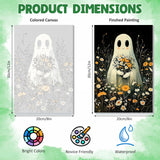 DOMROM Framed Paint by Numbers Kit for Adults Beginners with Wooden Easel, Halloween Ghost Paint by Number Kit on Canvas, DIY Oil Painting Kits for Home Wall Decor Gift 8x12in DOMROM