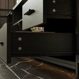 WOODTIME 107.8" W 3-Piece Entertainment Center Wall Unit with Bookshelves for TVs up to 70", TV Stand Media Console Table with Shelves & Drawers for Living Room Home Theater, Black WOODTIME