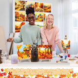 Tenceur 24 Pack Fall Pre Drawn Canvas for Painting Autumn Painting Canvas 6" x 6" Thanksgiving Predrawn Coloring Canvas Set for Adult Kid Maple Pumpkin Scarecrow Pre Stretched Canvas Board for Party Tenceur