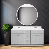 Design House Brookings 60 Inch Bathroom Vanity, Ready to Assemble, Solid Wood, Sherwin Williams® Gray, 599019-GRY Design House