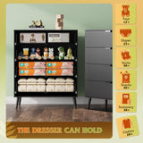 WLIVE 4 Drawer Dresser for Bedroom, Wooden Black Tall Dresser, Modern Dressers with Sturdy Metal Handle, Small Chest of Drawers for Living Room, Hallway WLIVE