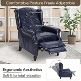 PALLOME Wingback Recliner Chair with Massage and Heat PU Leather Push Back Arm Chair, Recliner Chair for Living Room Bedroom Home Theater (1,Navy Blue) PALLOME