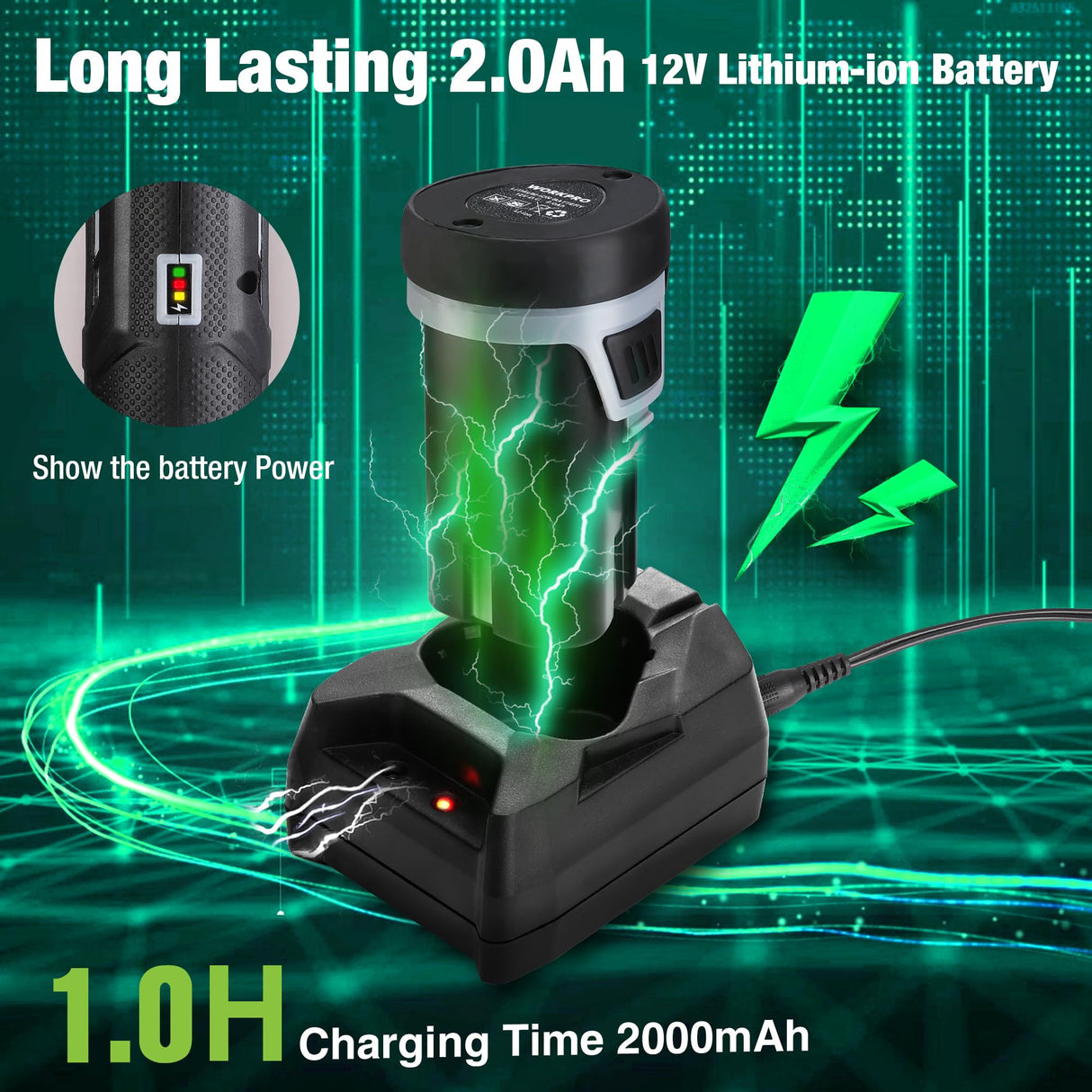 WORKPRO 12V Cordless Electric Fillet Knife with 8'' and 10'' Razor-Sharp Blades, Cordless Fillet Knife with Non-slip Grip Handle and Safety Lock, 2 Rechargeable Battery Packs, 1 Quick Battery Charger, and 1 Storage Carry Case for Fishing, Filleting, Outdo WORKPRO