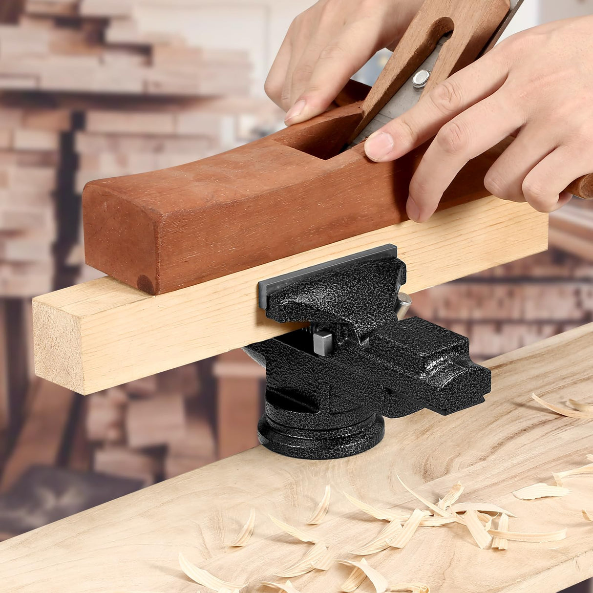 Table Vise, 3.3 Inch Universal Rotate 360° Work Clamp-On Vise,Table Vice With Quick Adjustment Button for Woodworking,Drilling,Sawing,Metal Working ZTUKOMN