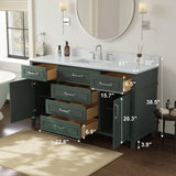 DELUXE LIVING 60 Inch Bathroom Vanity with Sink, Single Sink Bathroom Vanity with Adjustable Feets, Modern Bathroom Storage Cabinet with Soft Closing Doors & Dovetail Drawers, Green DELUXE LIVING