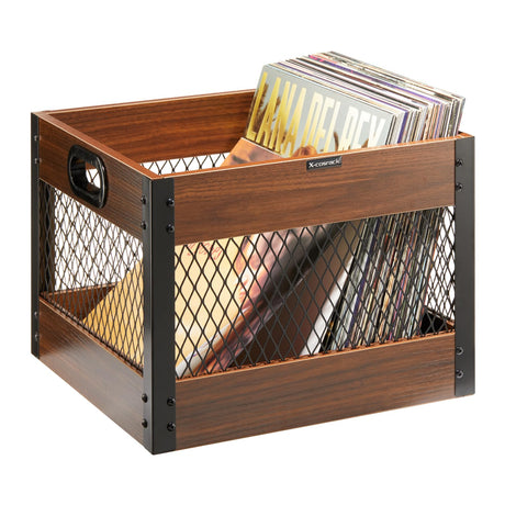 X-cosrack Vinyl Record Storage Crate, Wooden LP Album Shelf Vinyl Storage Cube Organizer Box X-cosrack