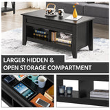 Yaheetech Black Wood Coffee Table Lift Up Coffee Table w/Hidden Storage & 2 Open Shelves for Living Room Reception Room Office, 41in L Yaheetech