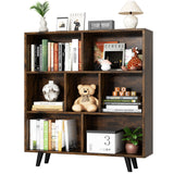 Shintenchi Cube Storage Organizer, 3 Tier Mid-Century Bookcase with Legs Cubeicals Retro Wood Organizer Storage Bookcase, Freestanding Open Book Shelves for Bedroom,Living Room,Office(Brown) Shintenchi