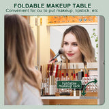 HNEBC LED Mirror Jewelry Cabinet,47.2" Wall Mounted Jewelry Organizer with Full-Length Mirror,Over The Door Hanging Jewelry Armoire Storage Cabinet,Folding Dresser,2 Drawers,Lockable, 3 Shelves(White) HNEBC