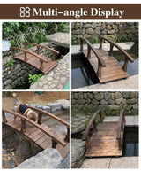ZIMGOD Outside Curved Pond Bridges with Side Rails, Japanese Garden Bridge Decor for Yard Deck Patio, Classic Footbridge Pathway, Wooden Walkway Bridge ZIMGOD