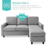 Best Choice Products Upholstered Sectional Sofa for Home, Apartment, Dorm, Bonus Room, Compact Spaces w/Chaise Lounge, 3-Seat, L-Shape Design, Reversible Ottoman Bench, 680lb Capacity - Light Gray Best Choice Products