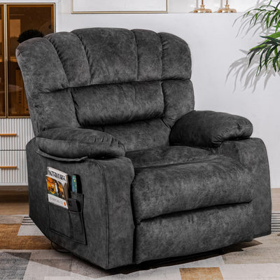 HOMYEDAMIC Recliner Chair Modern Ergonomic Lounge Single Sofa Seat Living Room Gravity Recliners Foam Filling 2 Cup Holders & Side Pocket