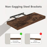 Venusmiles Floating Shelves for Wall, Wall Mounted Shelves with Invisible Brackets, 2 Small Wood Floating Wall Shelf Shelves for Living Room, Bedroom, Kitchen, Bathroom (Black, 15" W x 6" D x 1" H) Venusmiles