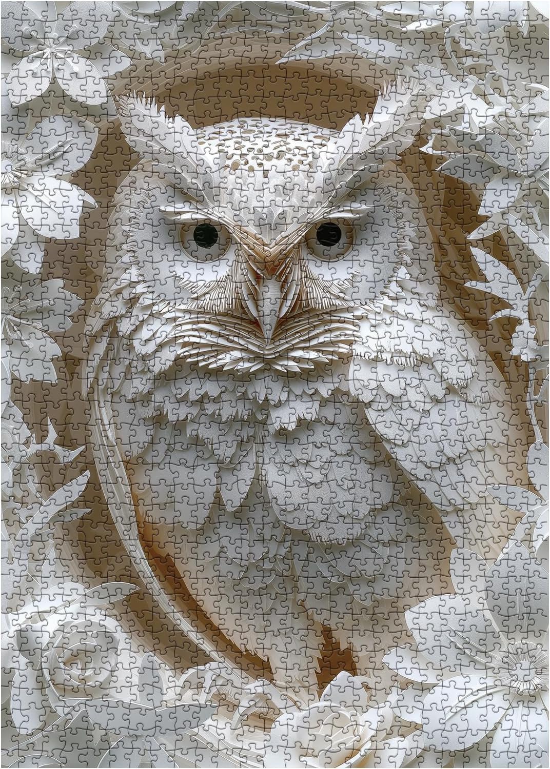 White Owl Puzzles 1000 Pieces for Adults, 3D Bird Paper Cut Art Jigsaw Puzzle Jungle Animal, Challenging Puzzles Hard Puzzle for Family Decorations